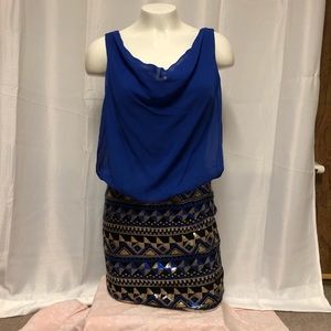 Royal blue and sequins dress